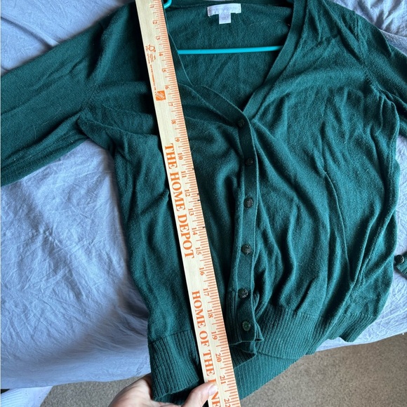 New York & Company Medium Sweater Green V-Neck Button Up Fancy Buttons - Picture 10 of 12